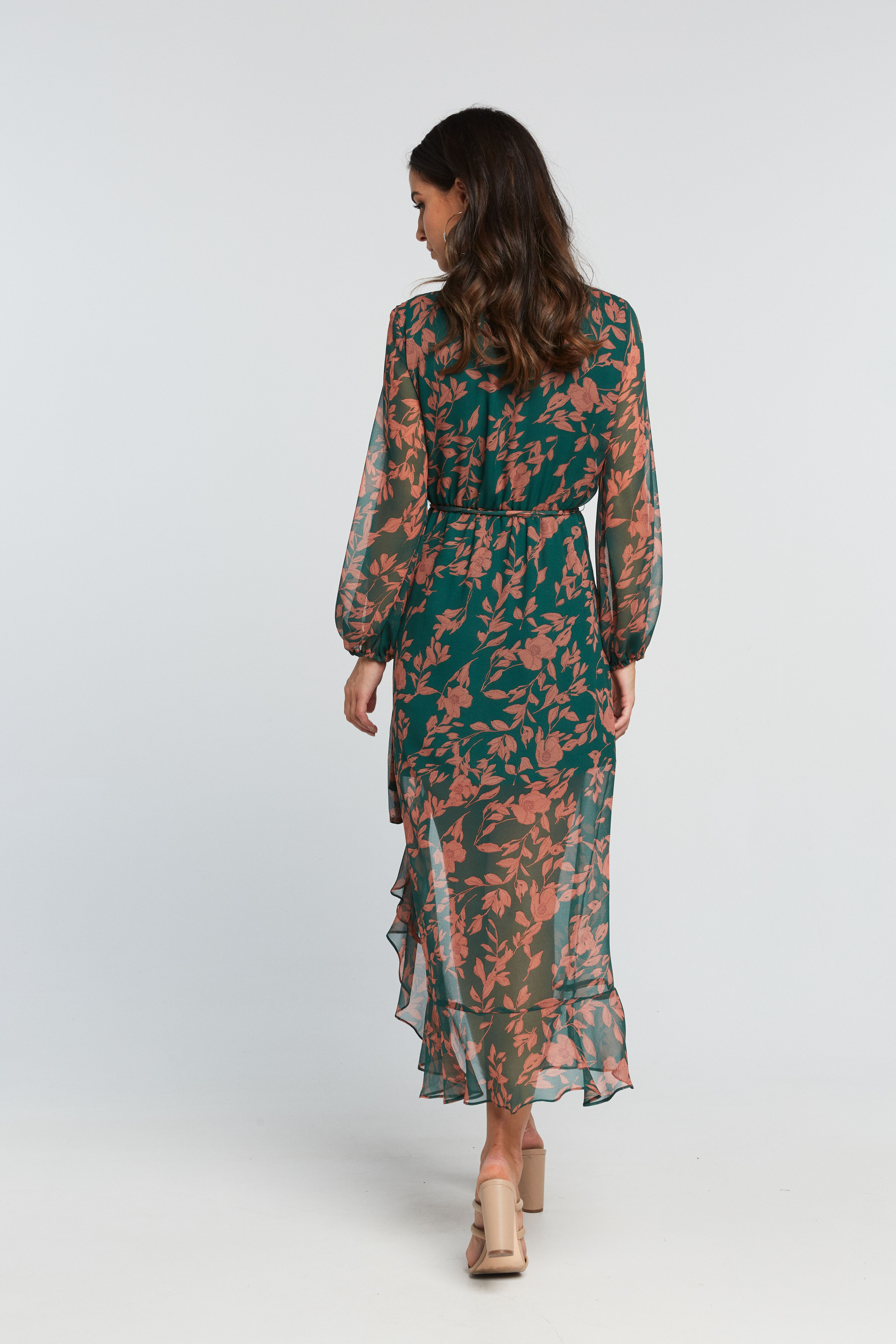 Justine Floral Dress in Grn Flrl | Bardot